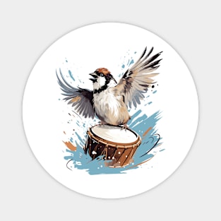 Sparrow And Drum Magnet